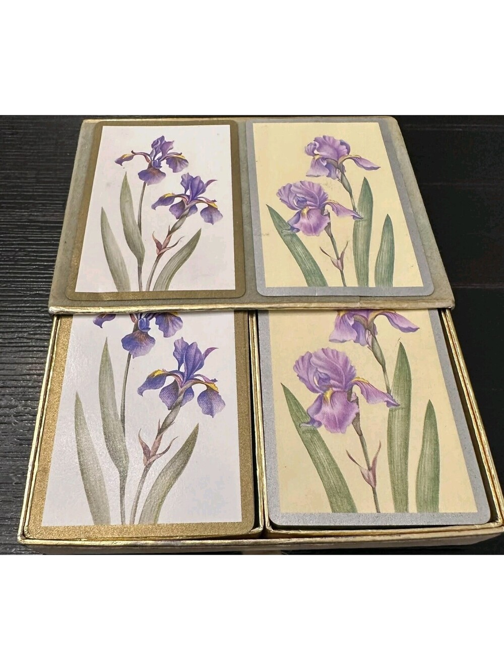 Congress Designer Series Iris Playing Cards 2 Deck Set With Jokers Floral Case